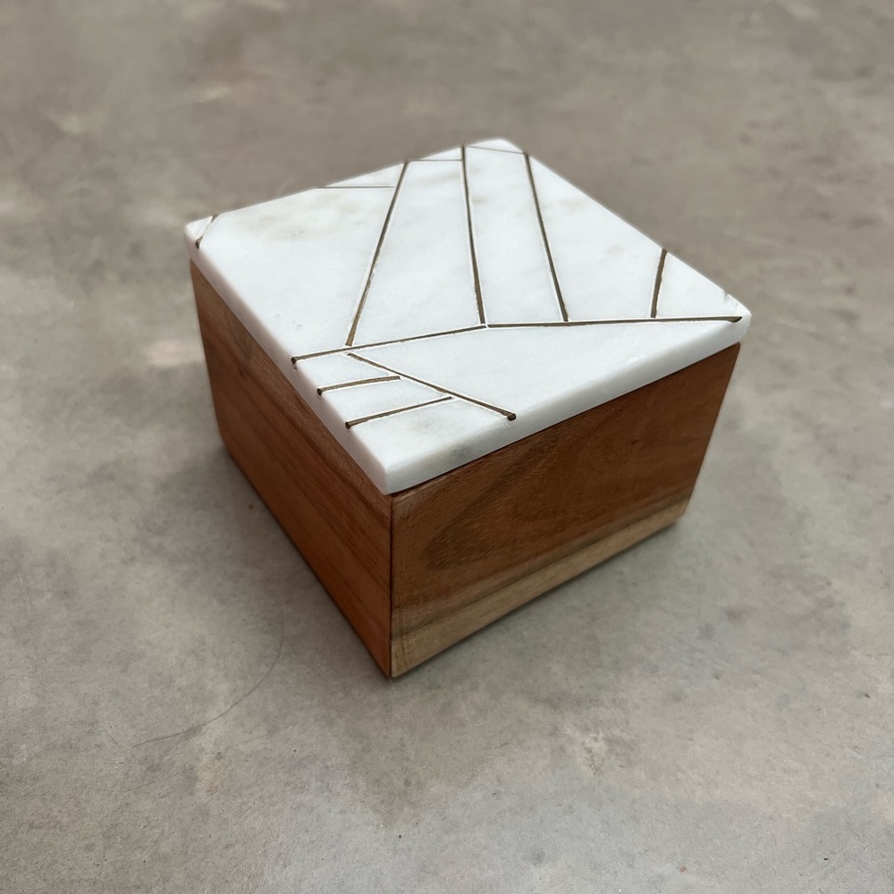 Little West Elm Keepsake Box with Marble Inlay Top, Like New